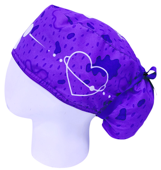 Gorro Quirúrgico Mujer y Portacarnet Dog Lovers Morado - gorro antifluido para mujer Doctools - foto 1