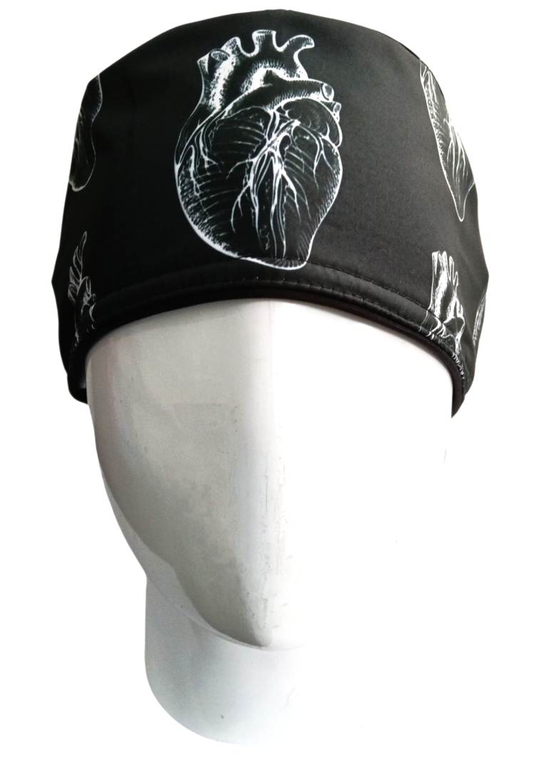 Gorro Quirúrgico Mujer y Portacarnet Corazones Negro - gorro antifluido para mujer Doctools - foto 3