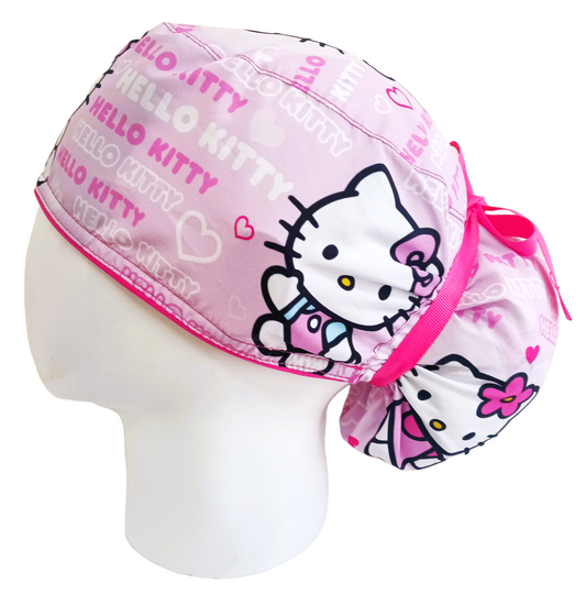 Gorro Quirúrgico Mujer y Portacarnet Hello Kitty Letras Rosa - gorro antifluido para mujer Doctools - foto 1