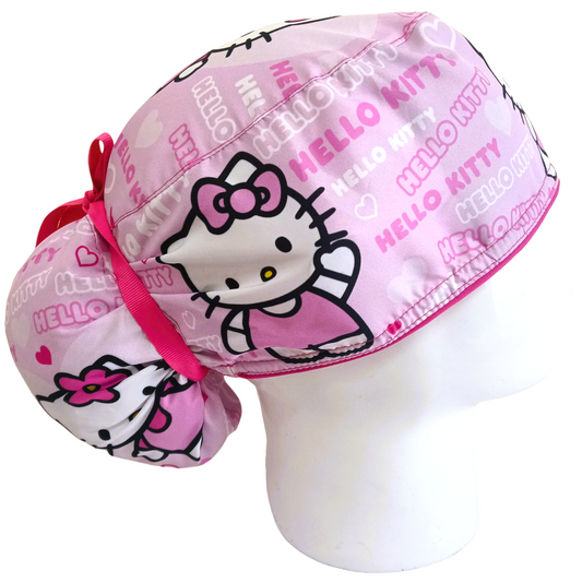 Gorro Quirúrgico Mujer y Portacarnet Hello Kitty Letras Rosa - gorro antifluido para mujer Doctools - foto 2