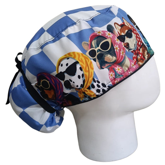 Gorro Quirúrgico Mujer y Portacarnet Perros Gafas Cuadros - gorro antifluido para mujer Doctools - foto 2