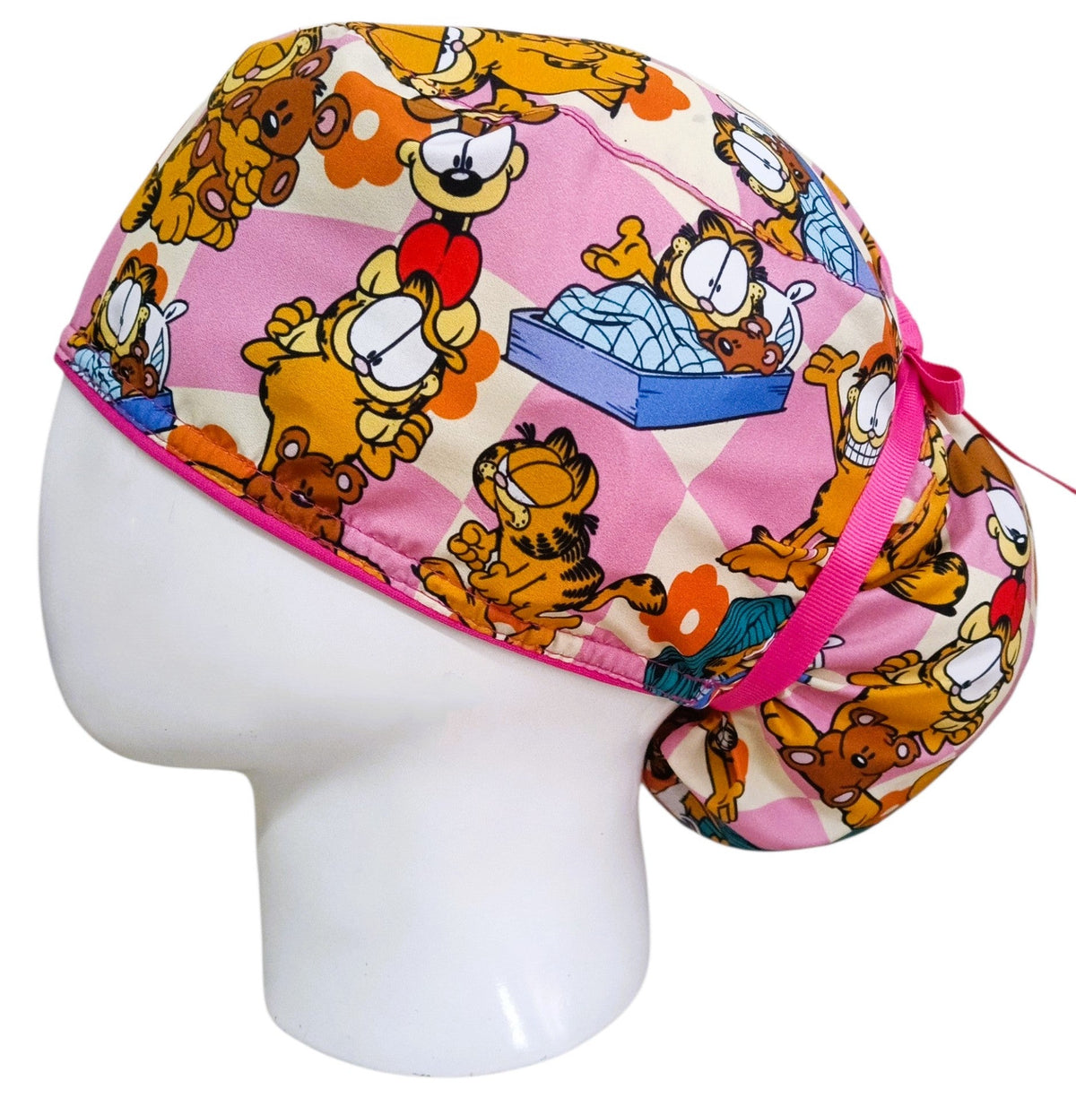 Gorro Quirúrgico Mujer y Portacarnet Garfield Rosa - gorro antifluido para mujer Doctools - foto 1