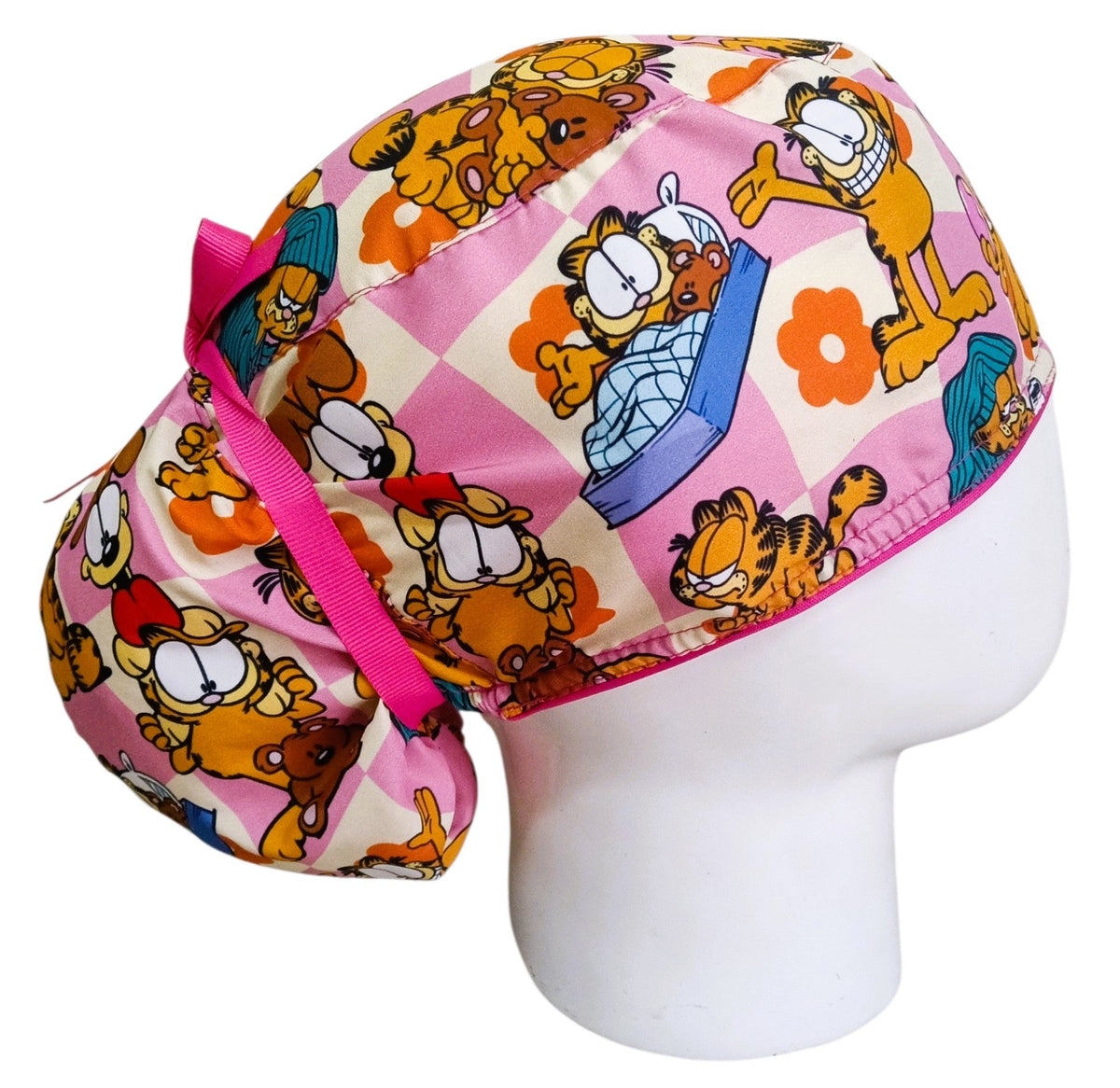 Gorro Quirúrgico Mujer y Portacarnet Garfield Rosa - gorro antifluido para mujer Doctools - foto 2