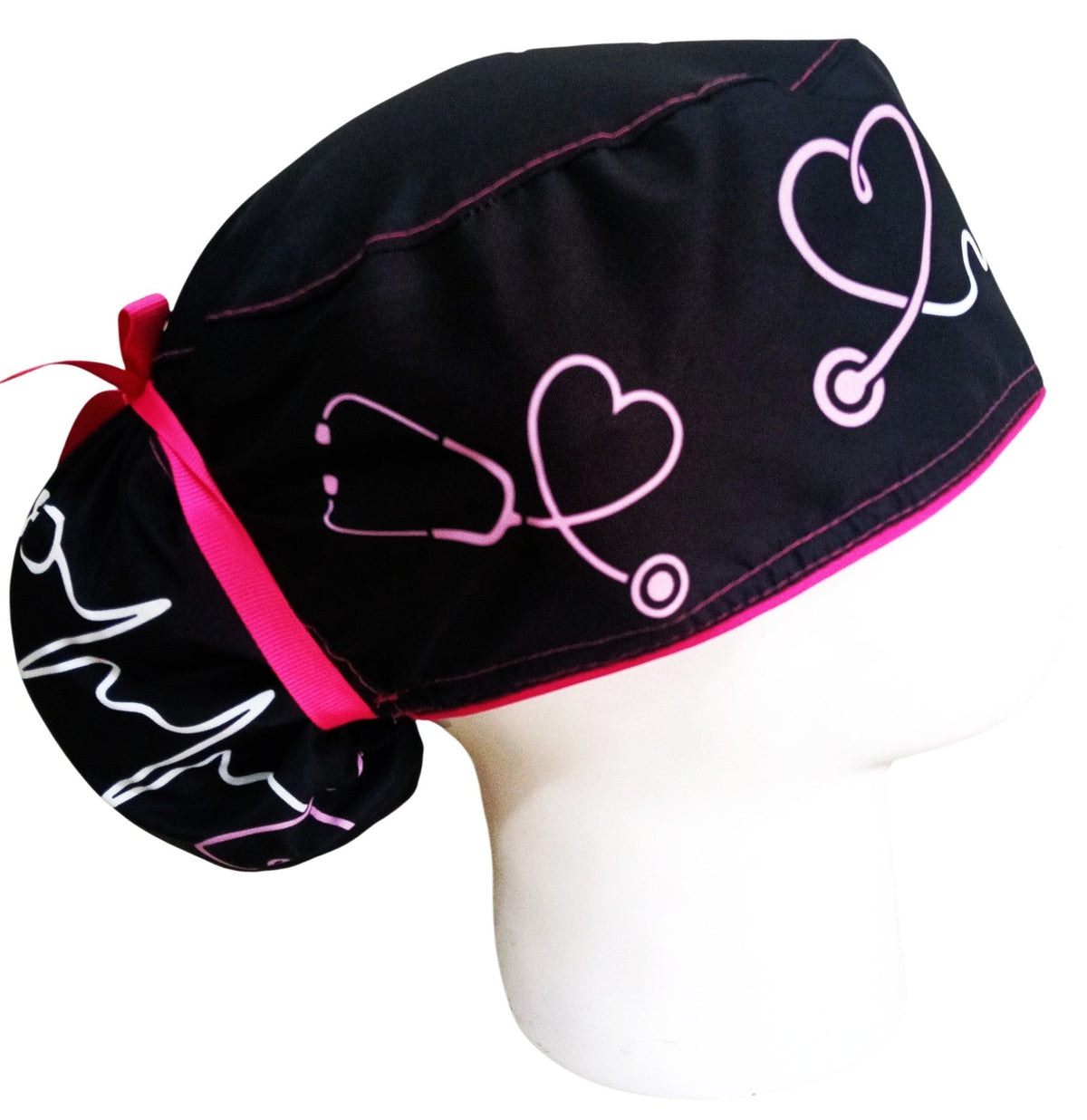 Gorro Quirúrgico Mujer y Portacarnet Fonendoscopios Negro - gorro antifluido para mujer Doctools - foto 2