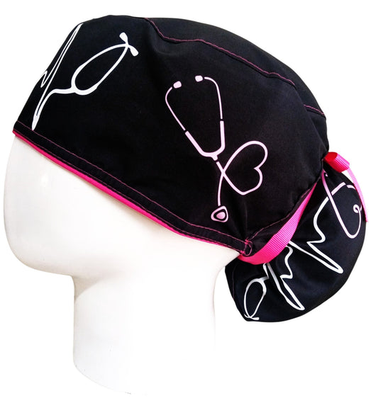 Gorro Quirúrgico Mujer y Portacarnet Fonendoscopios Negro - gorro antifluido para mujer Doctools - foto 1