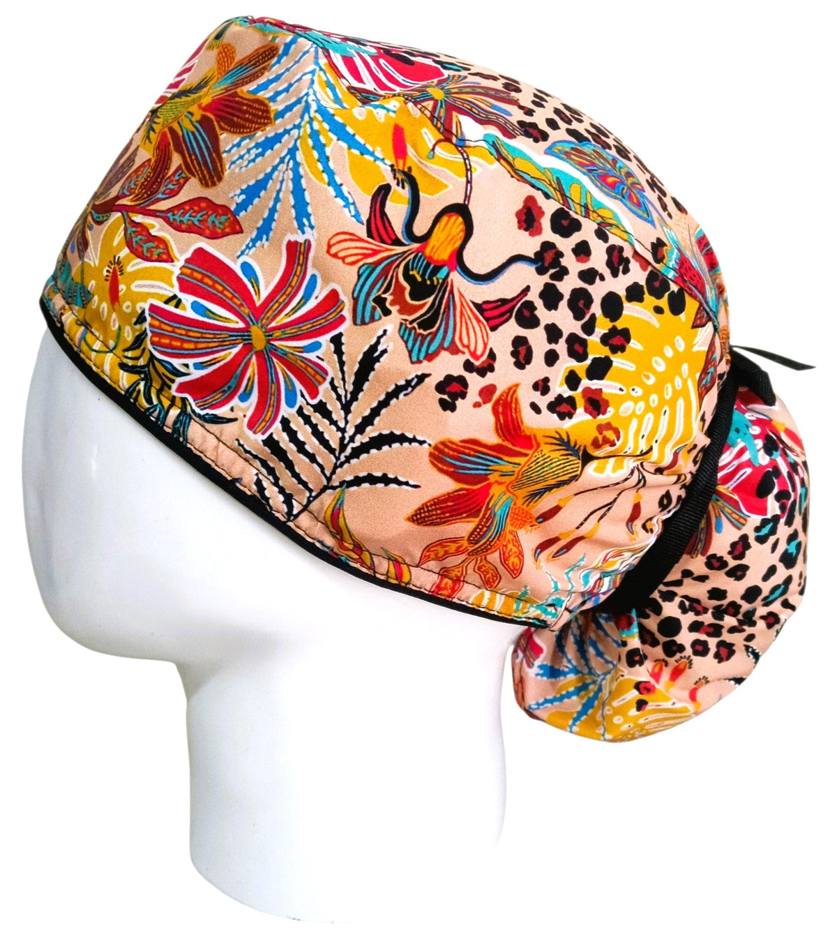 Gorro Quirúrgico Mujer y Portacarnet Flores Exóticas - gorro antifluido para mujer Doctools - foto 1