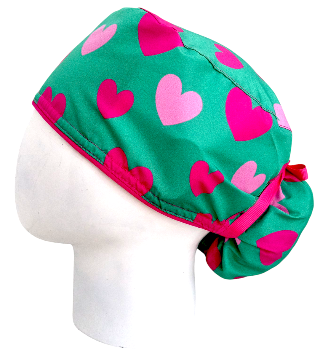 Gorro Quirúrgico Mujer y Portacarnet Textura Corazones Menta - gorro antifluido para mujer Doctools - foto 1