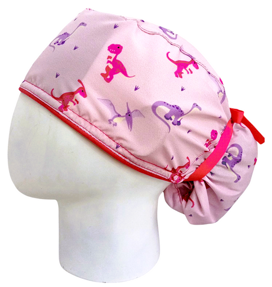 Gorro Quirúrgico Mujer y Portacarnet Dinosaurios Rosa - gorro antifluido para mujer Doctools - foto 1