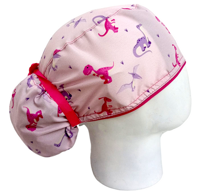 Gorro Quirúrgico Mujer y Portacarnet Dinosaurios Rosa - gorro antifluido para mujer Doctools - foto 2