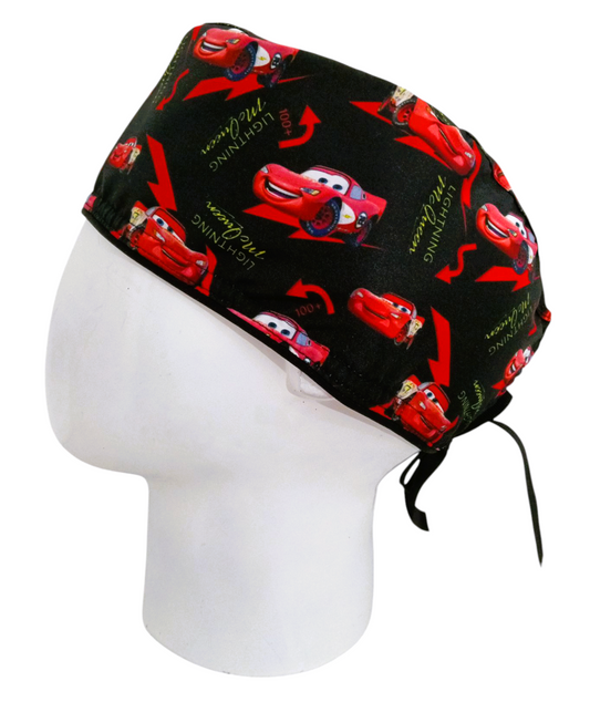 Gorro Quirúrgico Mujer y Portacarnet Rayo McQueen Rojo - gorro antifluido para mujer Doctools - foto 1