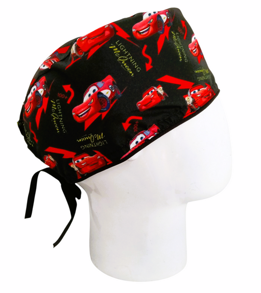 Gorro Quirúrgico Mujer y Portacarnet Rayo McQueen Rojo - gorro antifluido para mujer Doctools - foto 2