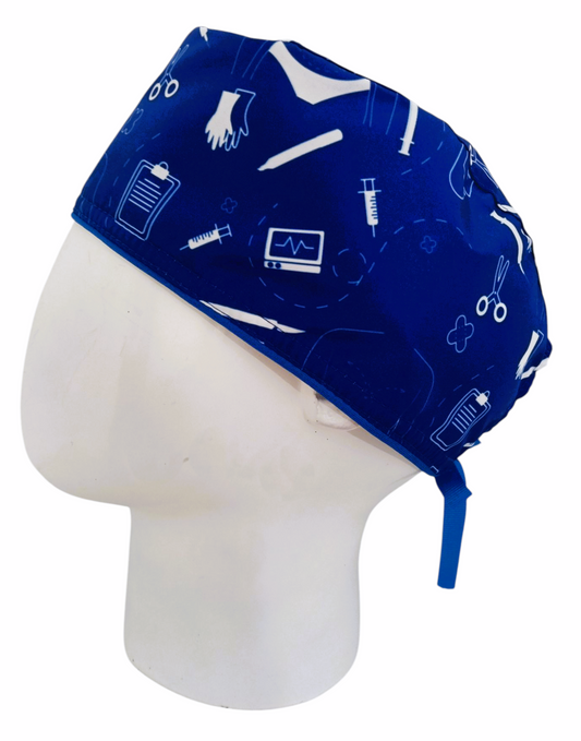Gorro Quirúrgico Mujer y Portacarnet Quirúrgico Azul - gorro antifluido para mujer Doctools - foto 1