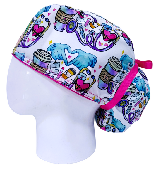 Gorro Quirúrgico Mujer y Portacarnet Enfermera Animado - gorro antifluido para mujer Doctools - foto 1