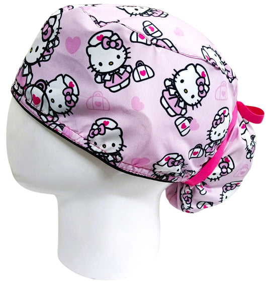 Gorro Quirúrgico Mujer y Portacarnet Hello Kitty Rosa - gorro antifluido para mujer Doctools - foto 1