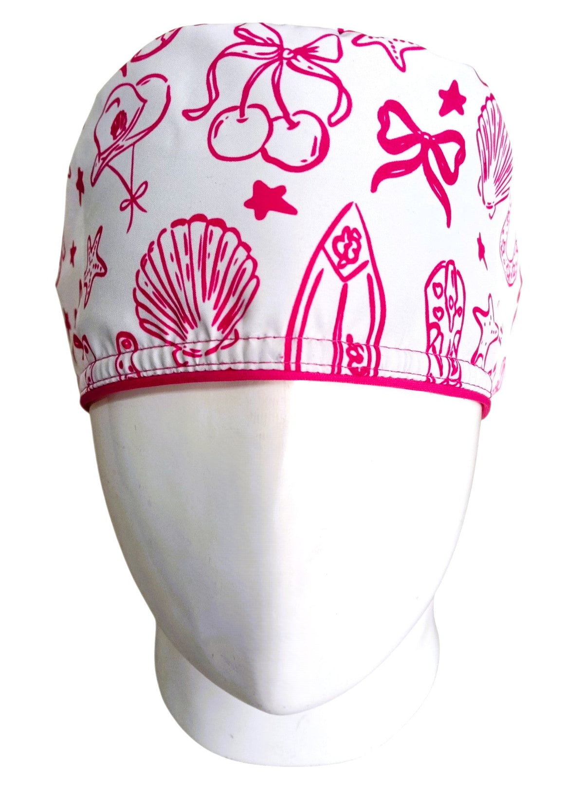 Gorro Quirúrgico Mujer y Portacarnet Vaquera Fucsia - gorro antifluido para mujer Doctools - foto 3