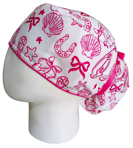 Gorro Quirúrgico Mujer y Portacarnet Vaquera Fucsia - gorro antifluido para mujer Doctools - foto 1