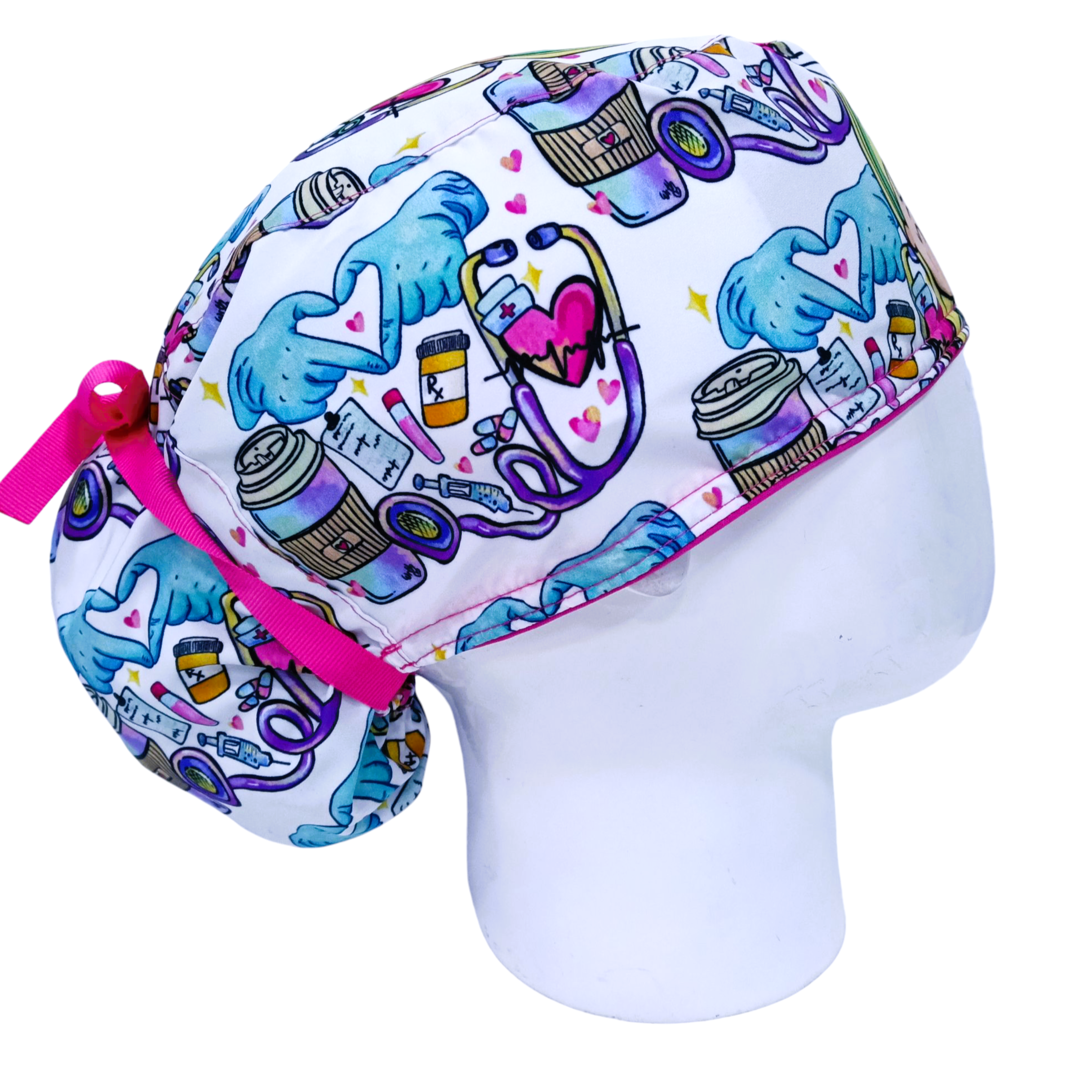 Gorro Quirúrgico Mujer y Portacarnet Enfermera Animado - gorro antifluido para mujer Doctools - foto 2