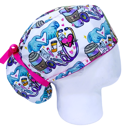 Gorro Quirúrgico Mujer y Portacarnet Enfermera Animado - gorro antifluido para mujer Doctools - foto 2