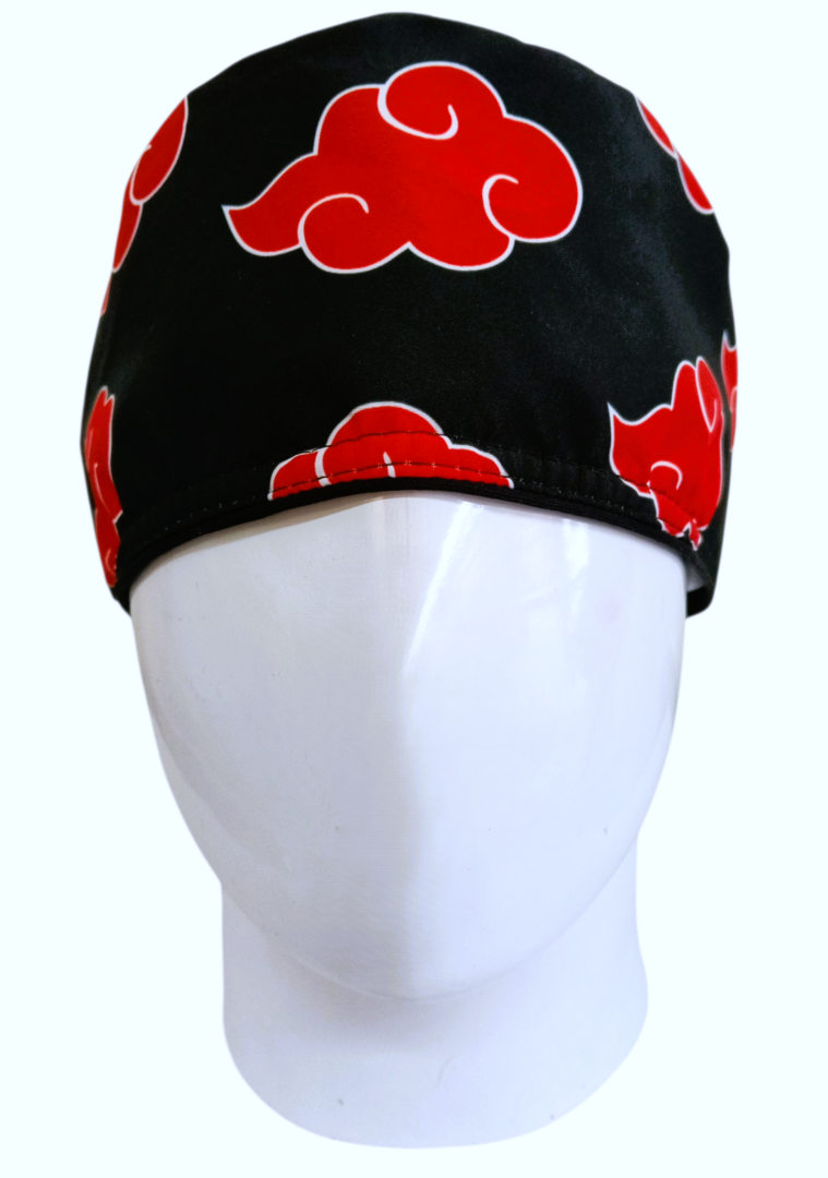 Gorro Quirúrgico Mujer y Portacarnet Nubes Rojo - gorro antifluido para mujer Doctools - foto 3