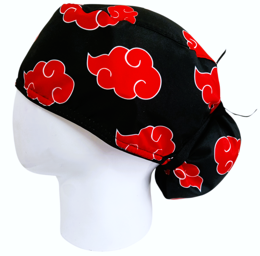 Gorro Quirúrgico Mujer y Portacarnet Nubes Rojo - gorro antifluido para mujer Doctools - foto 1