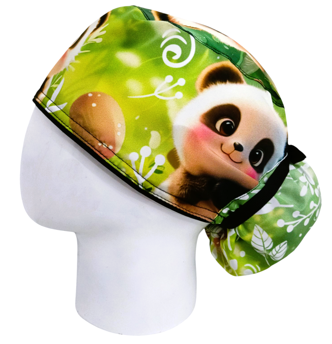 Gorro Quirúrgico Mujer y Portacarnet Panda Natural - gorro antifluido para mujer Doctools - foto 1