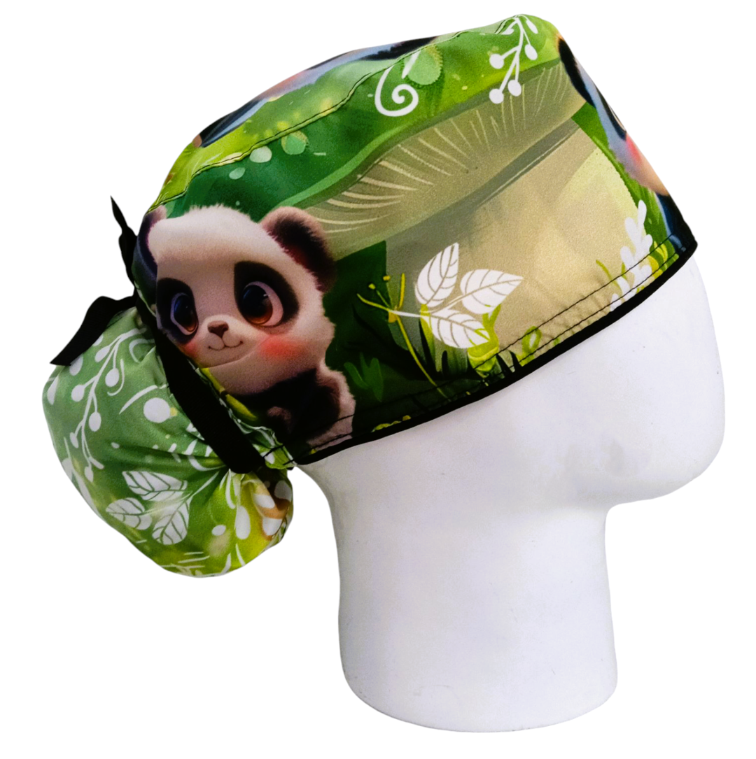 Gorro Quirúrgico Mujer y Portacarnet Panda Natural - gorro antifluido para mujer Doctools - foto 2