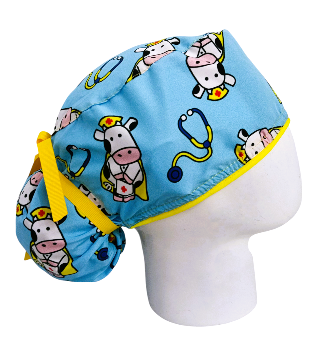 Gorro Quirúrgico Mujer y Portacarnet Vaquita Médica - gorro antifluido para mujer Doctools - foto 2