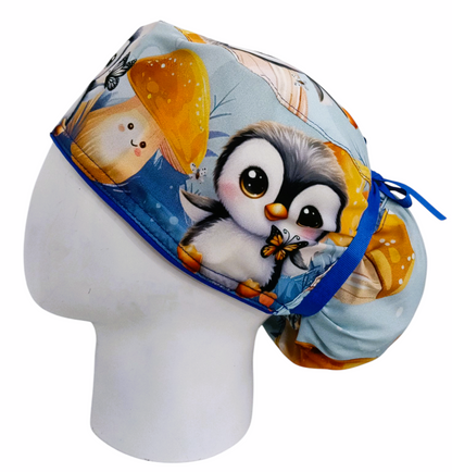 Gorro Quirúrgico Mujer y Portacarnet Pingüinos Cute - gorro antifluido para mujer Doctools - foto 1