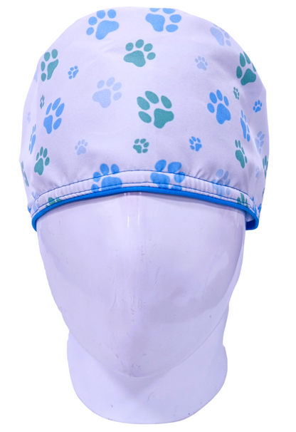Gorro Quirúrgico Mujer y Portacarnet Huellas Blanco - gorro antifluido para mujer Doctools - foto 3