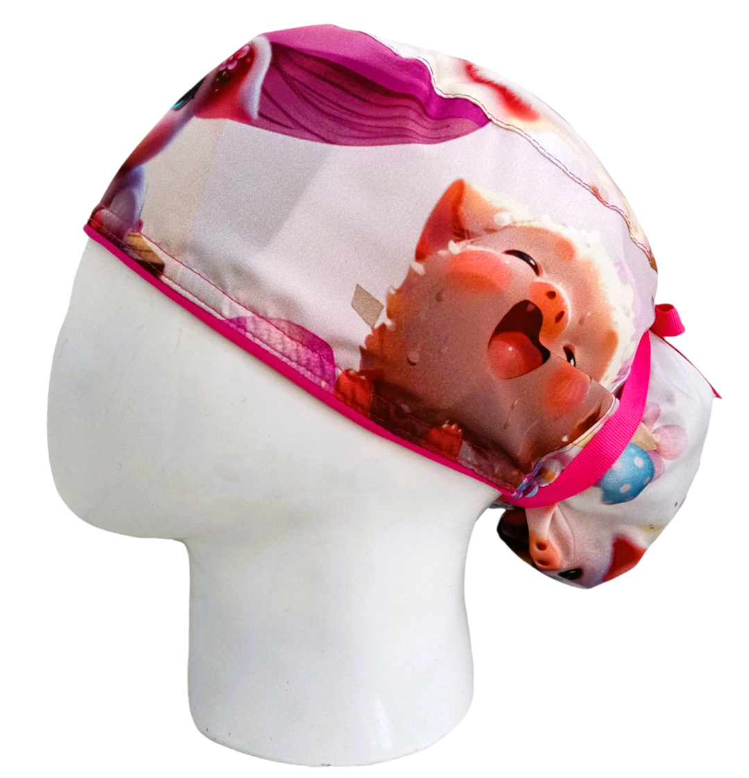 Gorro Quirúrgico Mujer y Portacarnet Cerdito Cute - gorro antifluido para mujer Doctools - foto 1