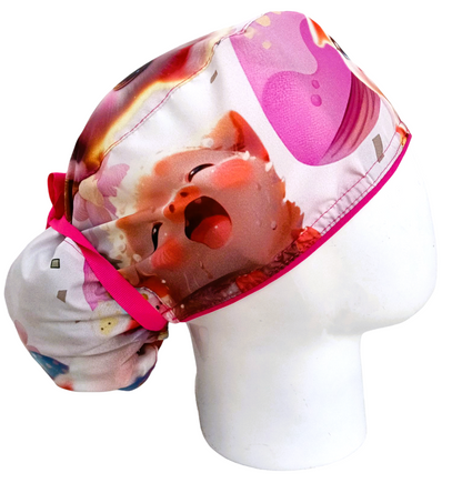 Gorro Quirúrgico Mujer y Portacarnet Cerdito Cute - gorro antifluido para mujer Doctools - foto 2