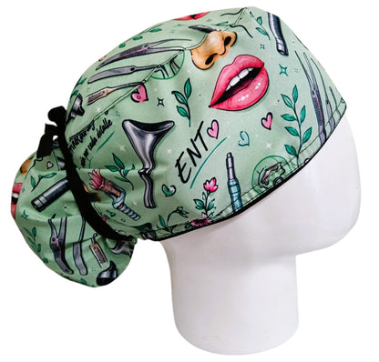 Gorro Quirúrgico Mujer y Portacarnet Otorrinolaringología Verde - gorro antifluido para mujer Doctools - foto 2