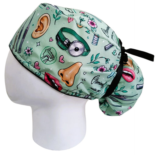 Gorro Quirúrgico Mujer y Portacarnet Otorrinolaringología Verde - gorro antifluido para mujer Doctools - foto 1