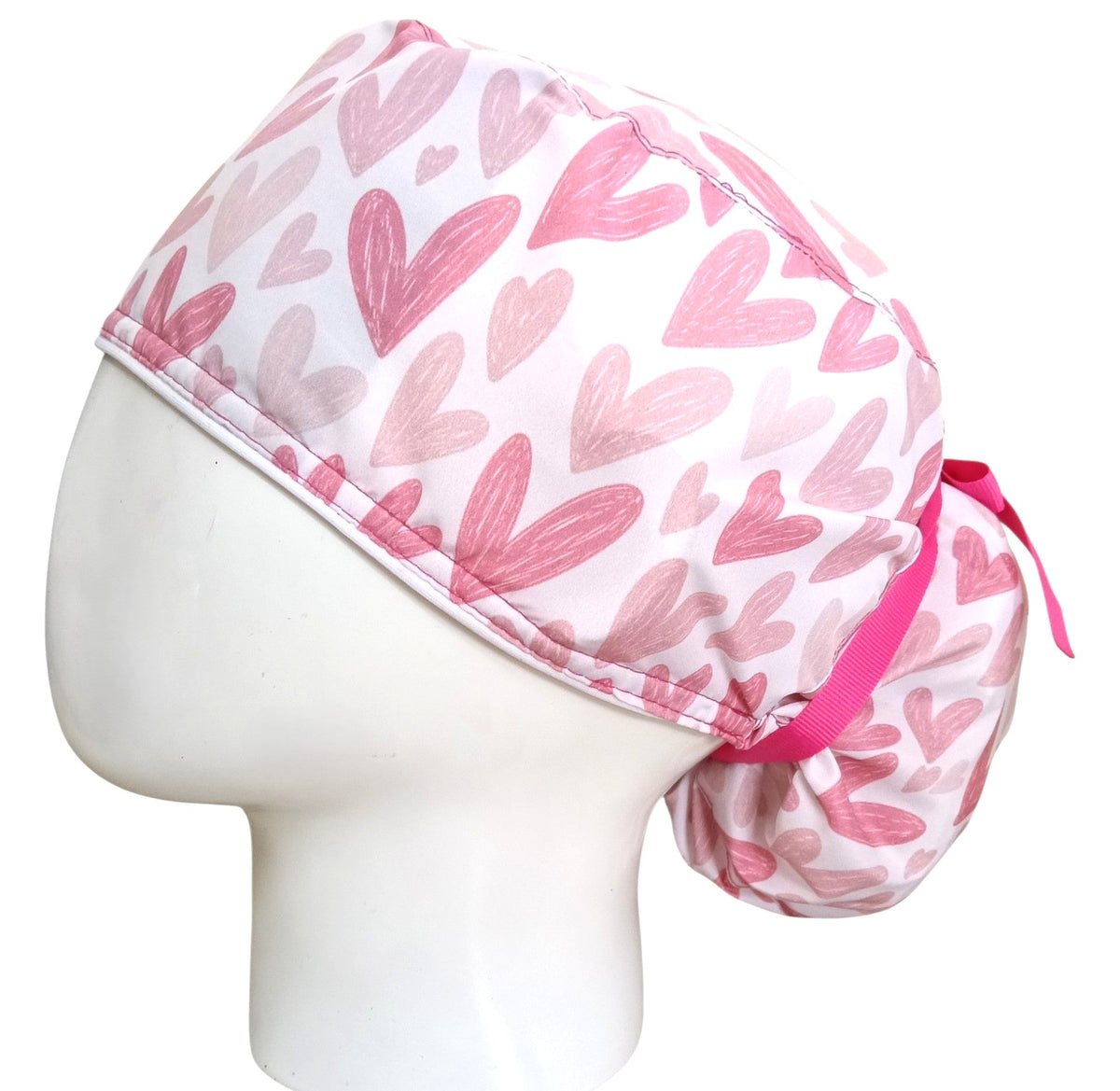 Gorro Quirúrgico Mujer y Portacarnet Corazones Acuarela Rosa - gorro antifluido para mujer Doctools - foto 1