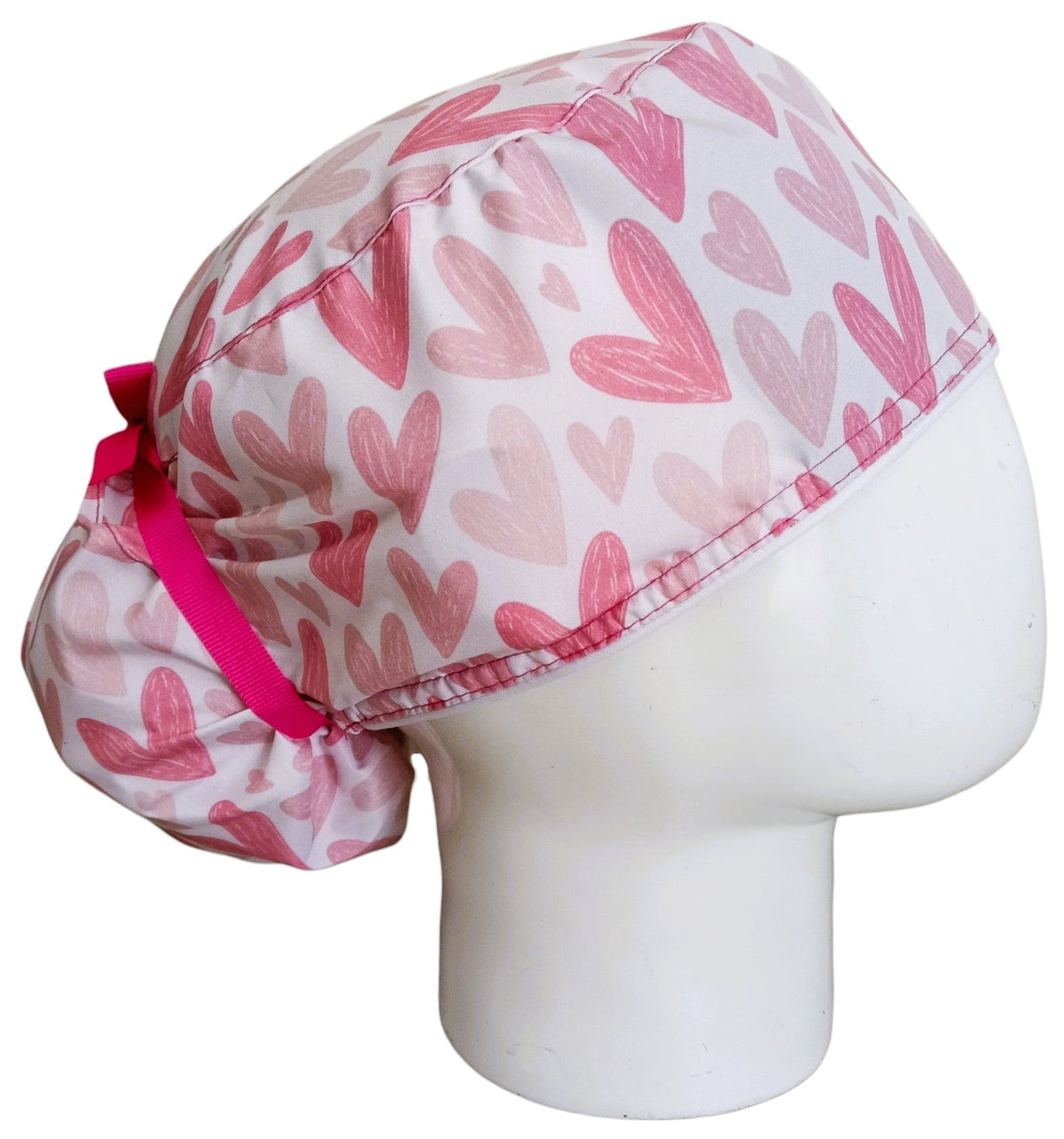 Gorro Quirúrgico Mujer y Portacarnet Corazones Acuarela Rosa - gorro antifluido para mujer Doctools - foto 2