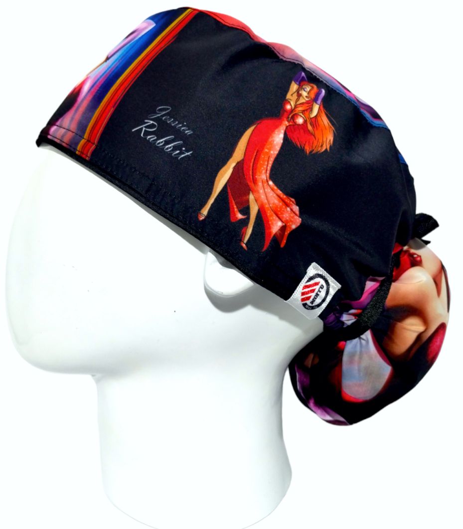 Gorro Quirúrgico Mujer y Portacarnet Jessica Rabbit Negro - gorro antifluido para mujer Doctools - foto 1
