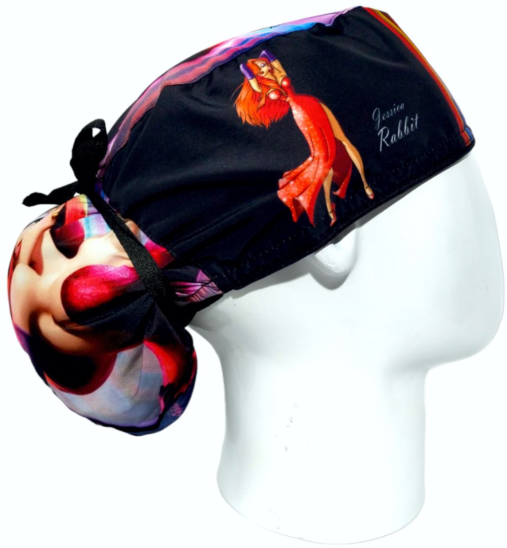 Gorro Quirúrgico Mujer y Portacarnet Jessica Rabbit Negro - gorro antifluido para mujer Doctools - foto 2