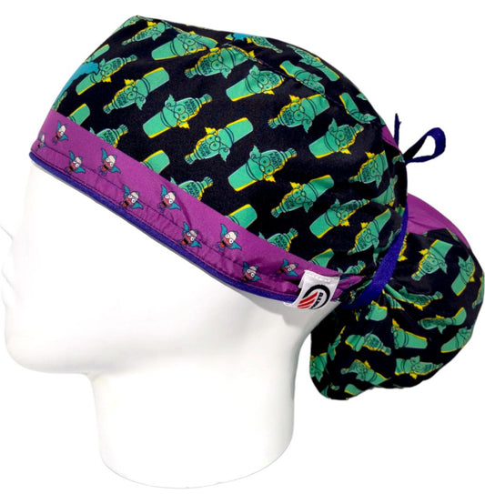 Gorro Quirúrgico Mujer y Portacarnet Krusty Negro - gorro antifluido para mujer Doctools - foto 1