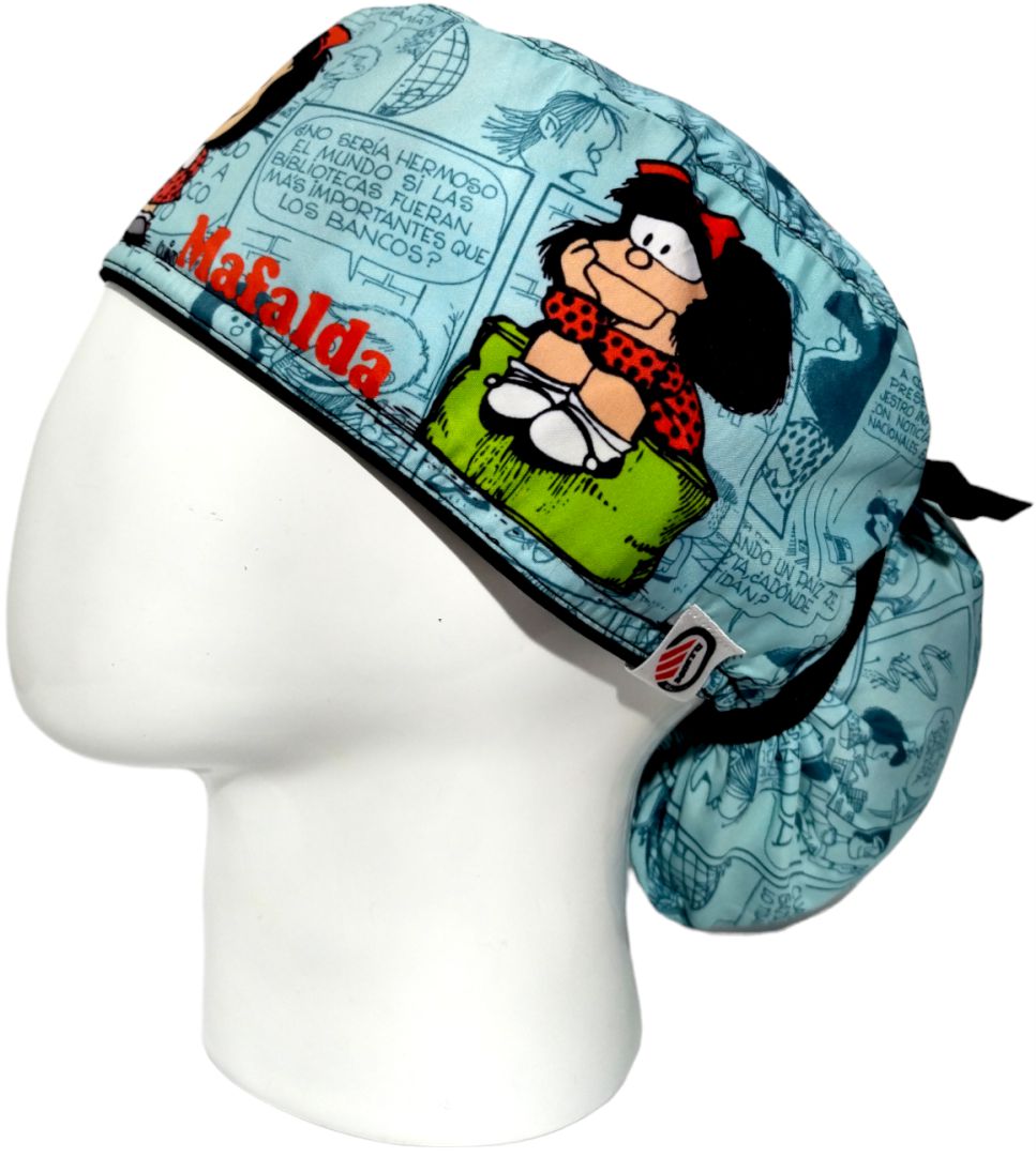Gorro Quirúrgico Mujer y Portacarnet Mafalda Azul - gorro antifluido para mujer Doctools - foto 1