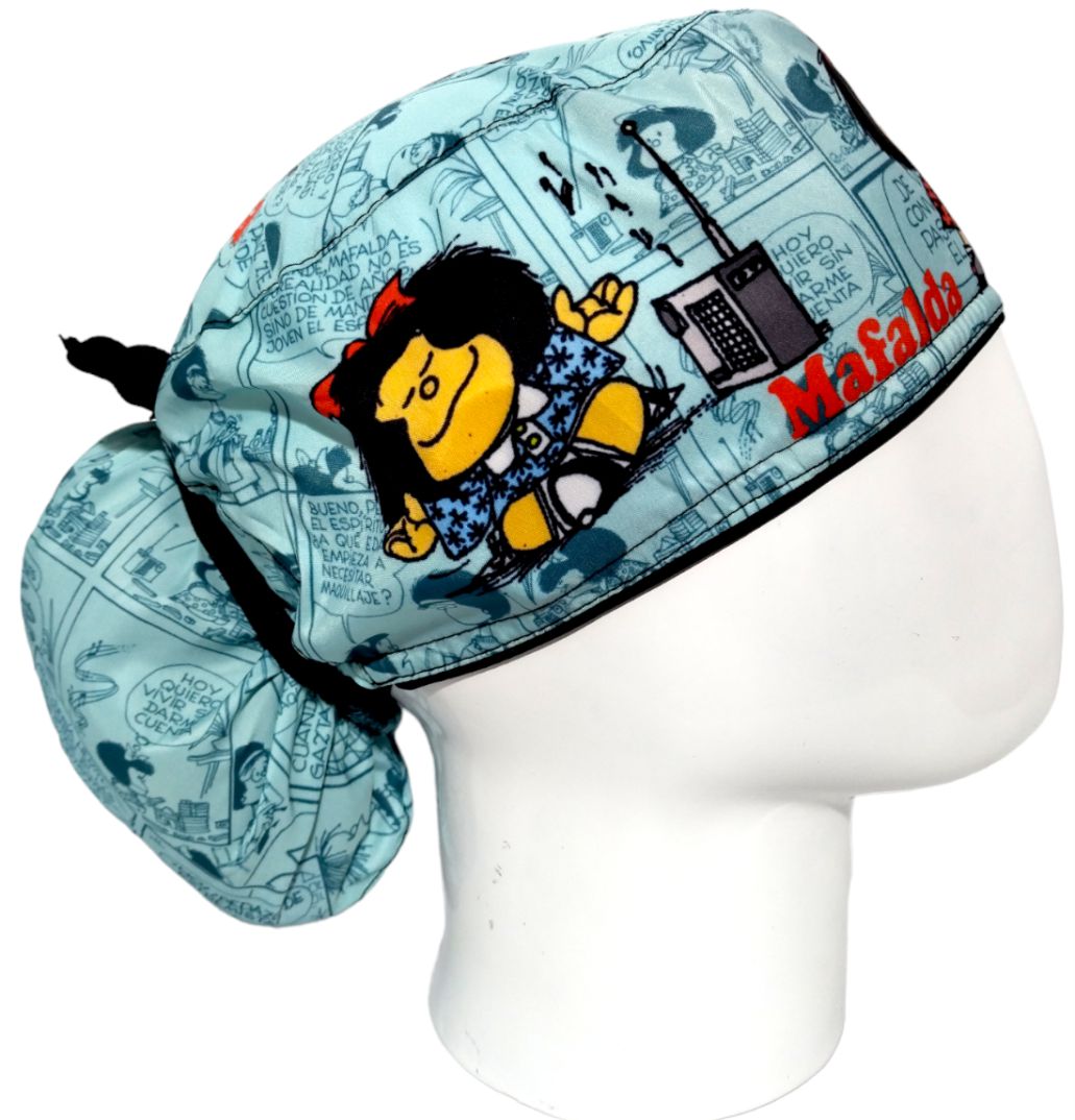 Gorro Quirúrgico Mujer y Portacarnet Mafalda Azul - gorro antifluido para mujer Doctools - foto 2