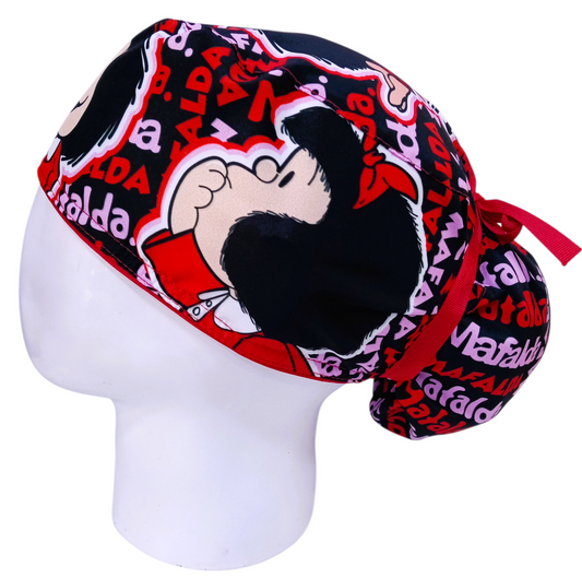 Gorro Quirúrgico Mujer y Portacarnet Mafalda Roja - gorro antifluido para mujer Doctools - foto 1