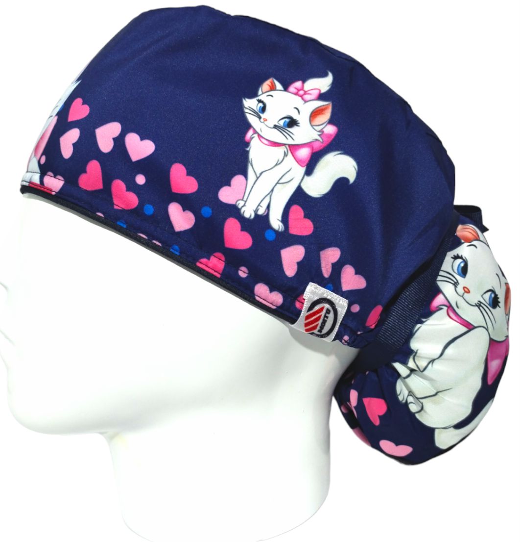 Gorro Quirúrgico Mujer y Portacarnet Marie Gata Azul - gorro antifluido para mujer Doctools - foto 1
