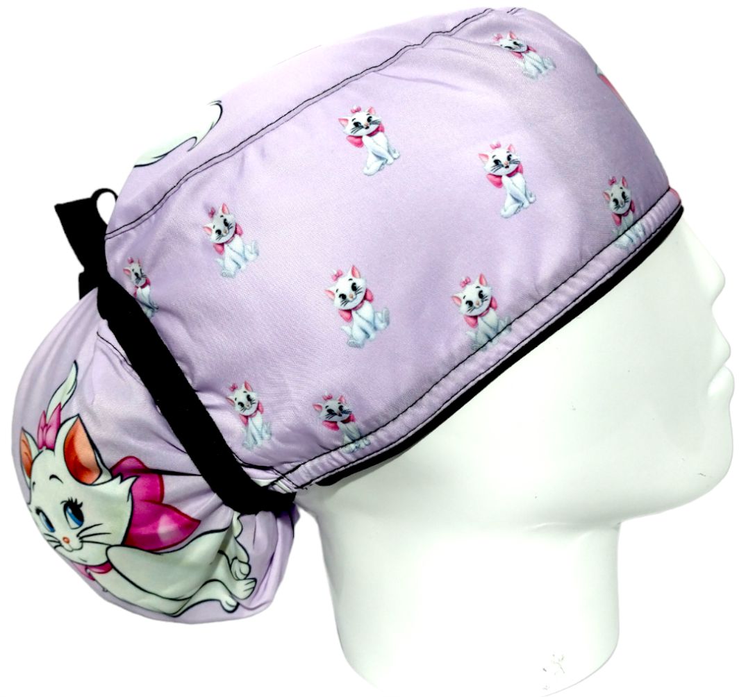 Gorro Quirúrgico Mujer y Portacarnet Marie Gata Lila - gorro antifluido para mujer Doctools - foto 2