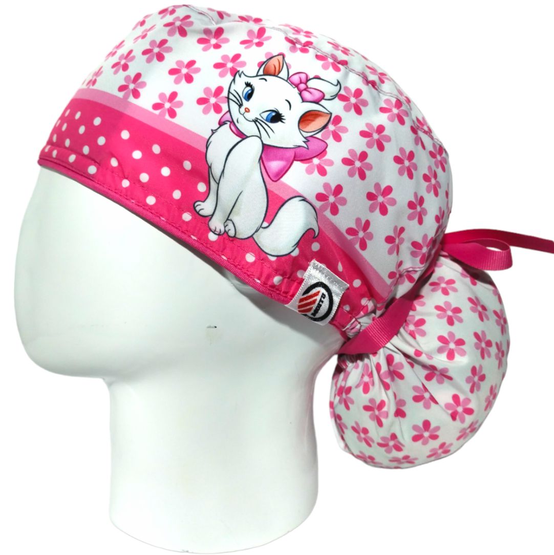 Gorro Quirúrgico Mujer y Portacarnet Marie Gata Rosa - gorro antifluido para mujer Doctools - foto 1