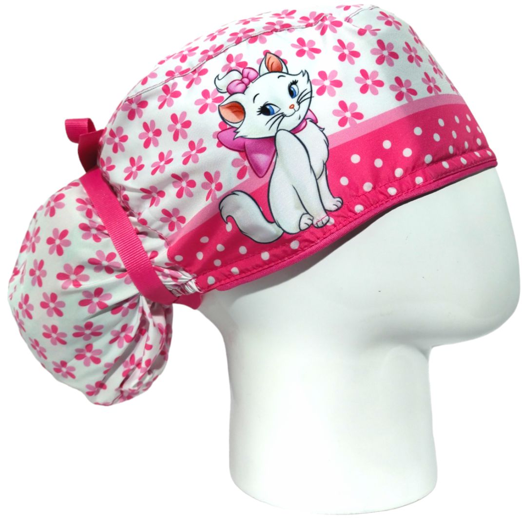 Gorro Quirúrgico Mujer y Portacarnet Marie Gata Rosa - gorro antifluido para mujer Doctools - foto 2