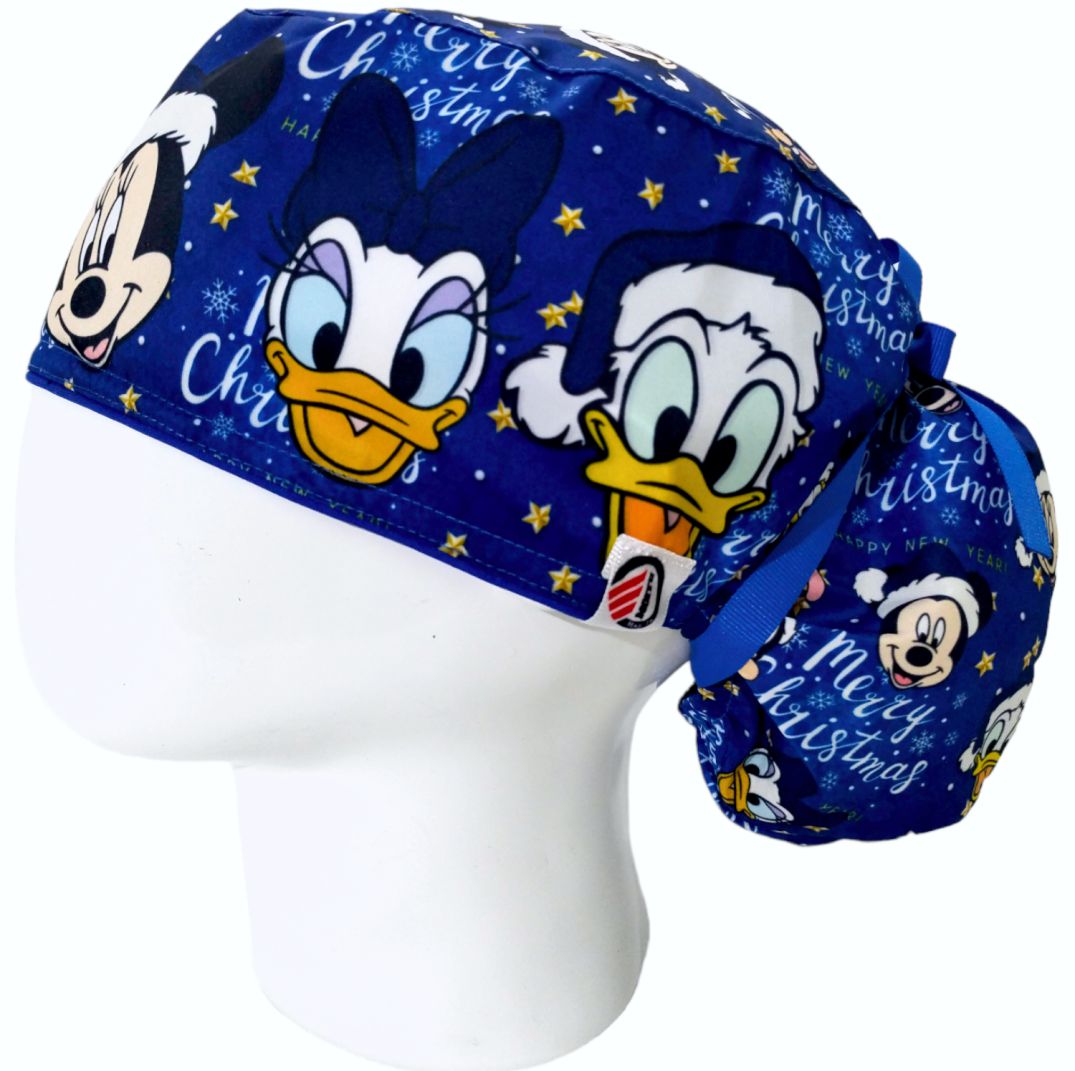 Gorro Quirúrgico Mujer y Portacarnet Minnie Friends Navidad Azul - gorro antifluido para mujer Doctools - foto 1