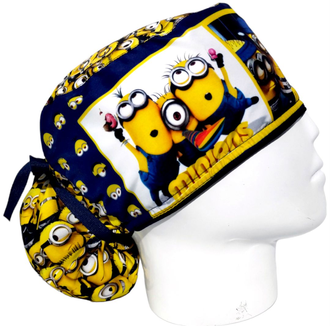 Gorro Quirúrgico Mujer y Portacarnet Minions Azul - gorro antifluido para mujer Doctools - foto 2
