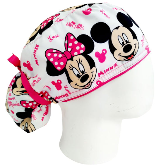 Gorro Quirúrgico Mujer y Portacarnet Minnie Blanco - gorro antifluido para mujer Doctools - foto 2