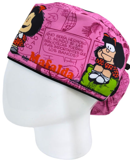 Gorro Quirúrgico Mujer y Portacarnet Mafalda Rosa - gorro antifluido para mujer Doctools - foto 1