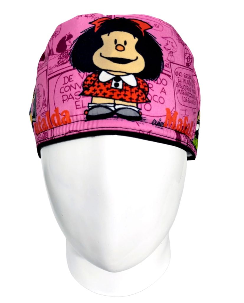 Gorro Quirúrgico Mujer y Portacarnet Mafalda Rosa - gorro antifluido para mujer Doctools - foto 3